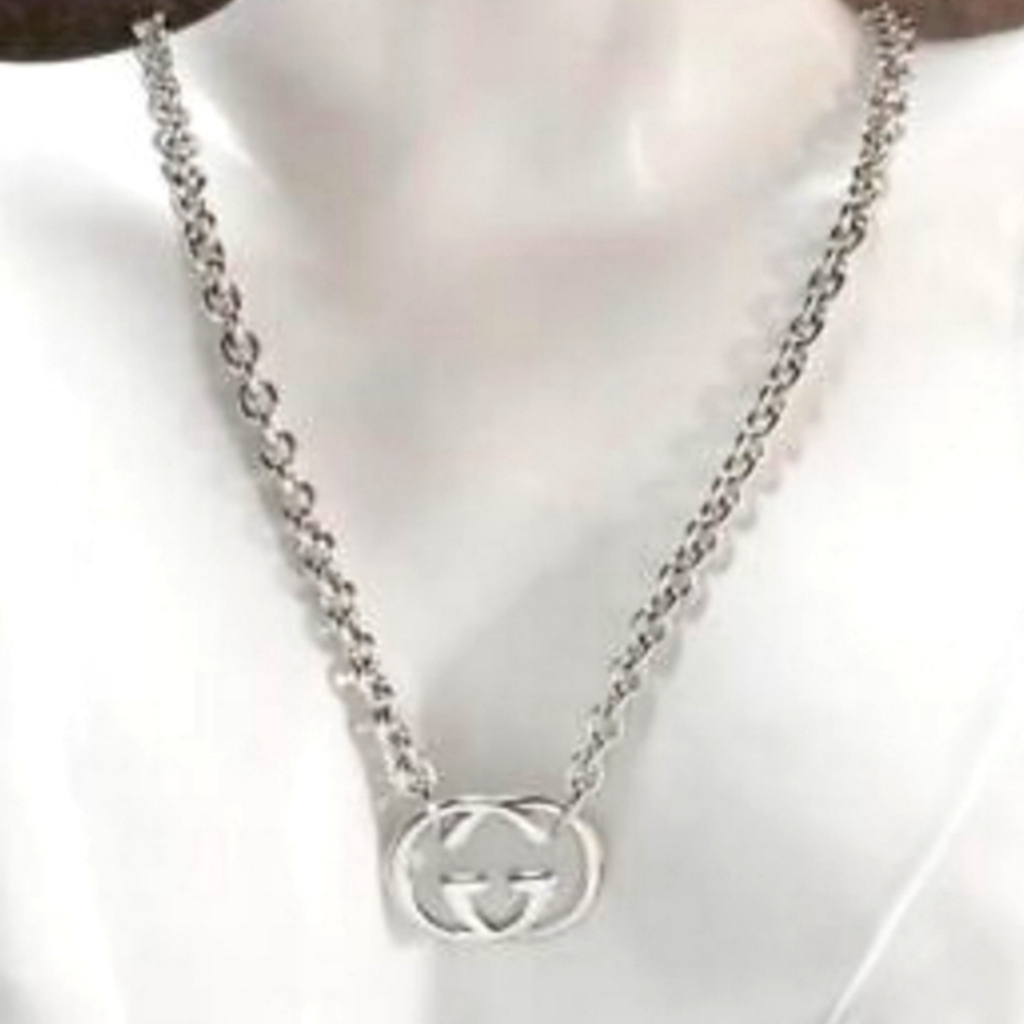Rare! Gucci Luxury Double G Statement Logo Necklace Lgorg